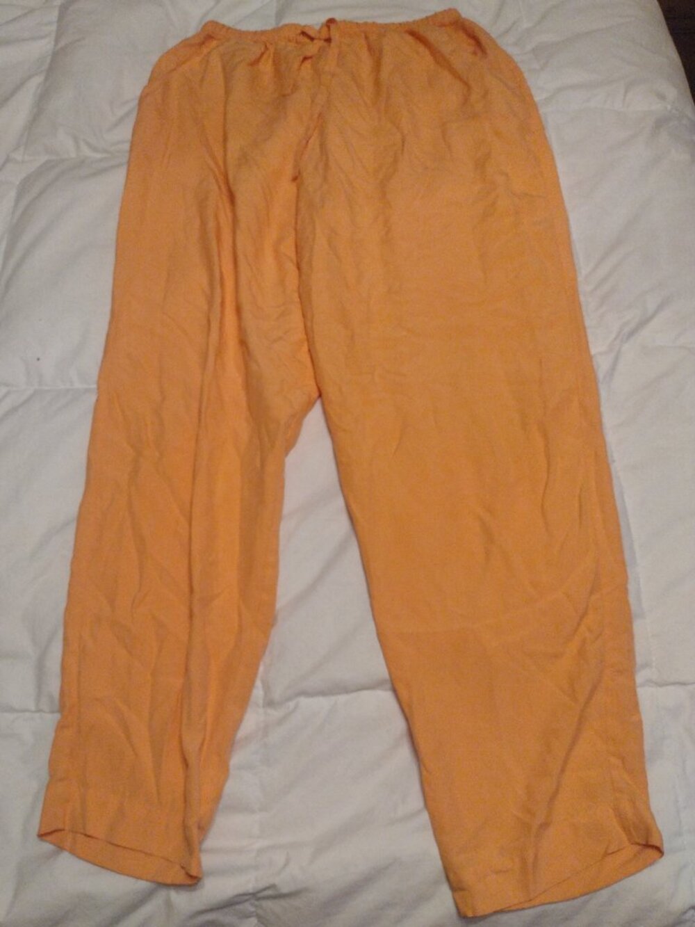 LT Sport Petite Medium M Orange Silk Straight Leg Pajama Pants